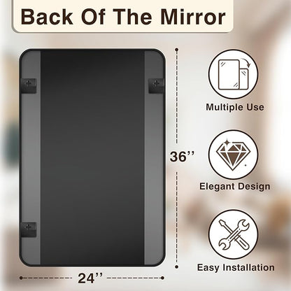 Bathroom Vanity Mirror for Wall, 2-Pack 36"x24" Wall Mounted Bathroom Mirror for Over Sink with Sturdy Metal Frame, Vertical or Horizontal, Living Room, Bedroom, Entryway(Black)