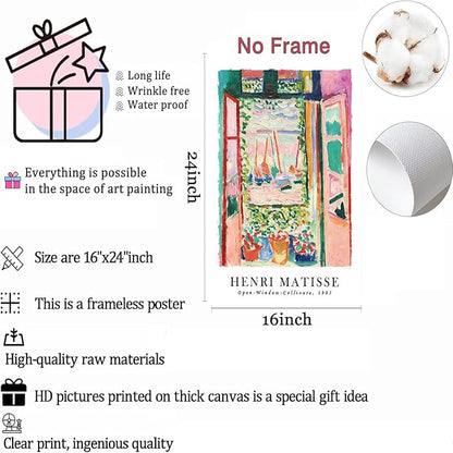LYPHNX Henri Mattise Poster Wall Art Colorful Abstract Prints Set of 3 Vintage Aesthetic Canva Painting Picuter Floral Botanical Home Decor for LIving Room Bedroom Girls Room 16"x24" Unframed