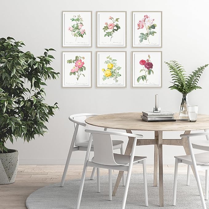 DREAM BIG PRINTABLES Vintage Flowers Wall Art Prints (Set of 6) - 11x14 Unframed