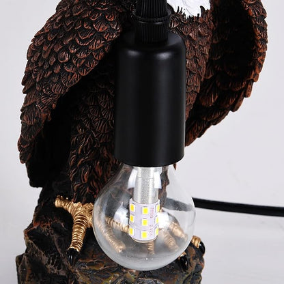 Jorunhe Bird Table Lamp - Resin American Eagle Night Light with E12 Bulb, Crow Table Lamp for Bedroom, Living Room, Cafe, Office Home Decor 7.9" Height