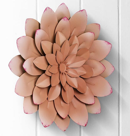 Everydecor Succulent Metal Flowers Wall Decor – Pink, Hand Painted, 3D Flower Art Decoration for Living Room, Bedroom, Kitchen, Bathroom - Floral Decor for Indoor & Outdoor Use
