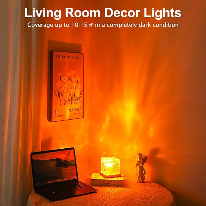 Avkast Northern Lights Projector Rechargeable,Mood Lighting Ambient Lighting Ocean Wave Projector with 16 Colors and Dynamic Ripple Effect for Living Room Bedroom Decor - Cordless 5.1"