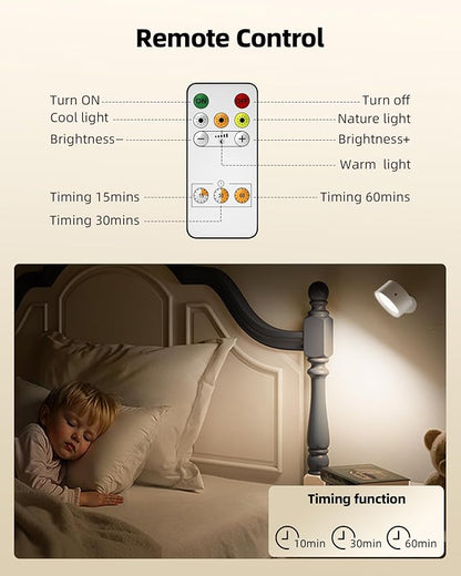 LED Wall Mounted Lights, Rechargeable Wall Sconces Lamp, 3 Color Temps & Remote and Touch, 360°Rotation Dimmable Cordless Wall Light for Study Bedroom Reading Bedside(White, 2 Pack)