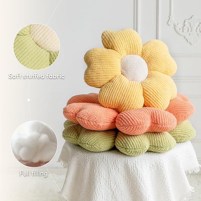 Flower Pillow, Flower Shaped Throw Pillow, 19.7" Grass Green Preppy Pillows Cute Decorative Seat Cushion Aesthetic Pillows for Bed Floor Couch Chair