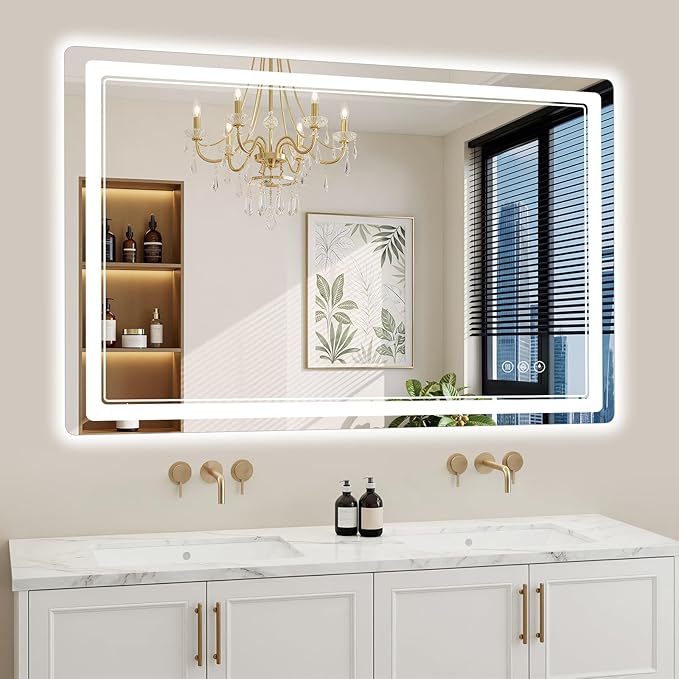 30"x50" LED Bathroom Mirror with Lights, Backlit + Front Lit, Anti-Fog, Lighted Bathroom Mirror for Wall, HD Shatterproof Tempered Glass, Dimmable, Memory Function (Horizontal/Vertical)