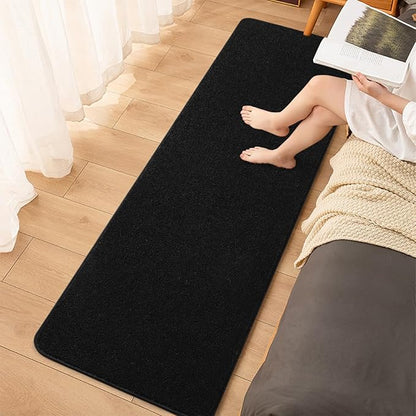 2x6 Bedside Runner Rug, Black Hallway Area Rugs for Bedroom, Low Pile Washable Modern Memory Foam Carpet, Non Slip Soft Carpets for Entrance Kitchen Laundry Living Room Decor