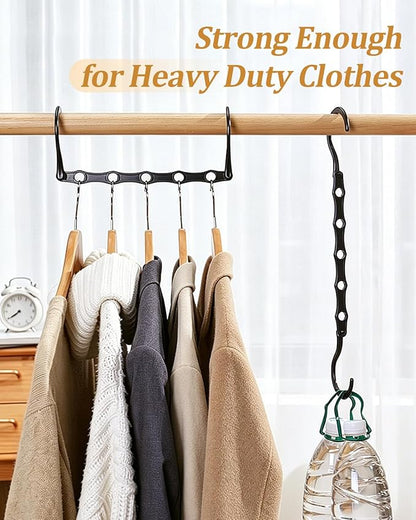 AMKUFO Hangers-Space-Saving 8 Pack Space-Saver, College-Dorm-Room-Essentials for Guys Girls, Smart Hangers for Bedroom Apartment Essentials, Black Plastic Magic Hangers House Organization Must Haves