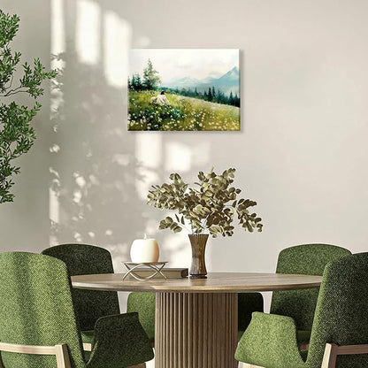 Jesus Shepherding The Sheep Canvas Framed Wall Art, Christianity And Lamb Wall Art, Christian Jesus Lamb Art Prints, Bible Story Paintings，Wall Decor for Bedroom, Living Room, Office Ready to Hang 12x16 Inches.