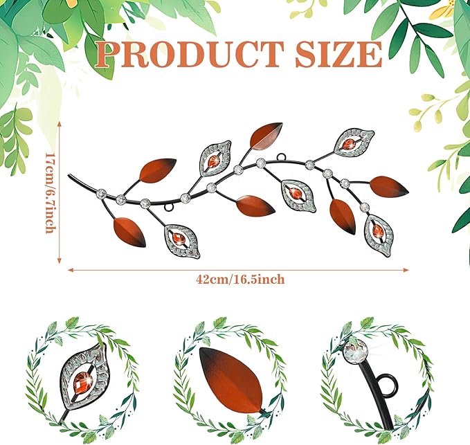 Cityelf 3 Set Crystal Leaf Wall Art Sculpture Iron Tree Leaves Branch Hanging Wall Décor Jeweled Bling Home Deor Acrylic Diamond Accent …