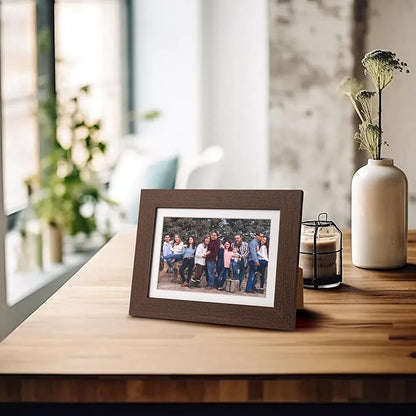 Momentworth 5x7 Picture Frame with Mat for 4x6, Walnut Wood Grain 5 x 7 Dark Brown Gallery Wall Picture Frames for Tabletop or Wall Mounting(4 Pack, Walnut)