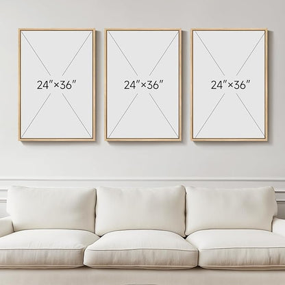 Large 3D Textured Framed Boho Neutral Abstract Wall Art for Living Room, 3 Piece Modern Artwork for Walls, Minimalist Beige Brown Tan Geometric Paintings for Hallway, Stair, Office Wall Decor 24x36 In