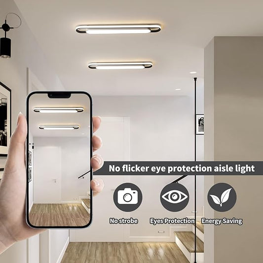 Dimmable LED Ceiling Light Modern Linear LED Ceiling Lamp 36.2" Smart Semi Flush Mount Wraparound Shape Lighting Fixture with Remote Control for Kitchen Dining Room & Laundry (50W)