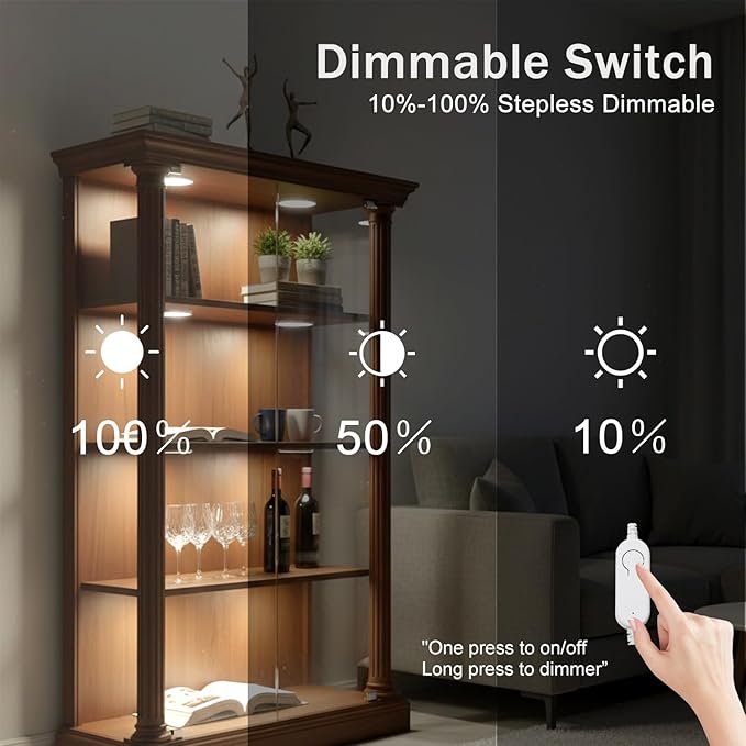 Cefrank Smart Puck Lights 6 Pack - [2700K-6000K Dimmable] WiFi Under Cabinet Lighting Kit, No Hub Alexa & Google Assistant Controlled, Easy Stick on Lights for Kitchen, Pantry, Closet & Safe