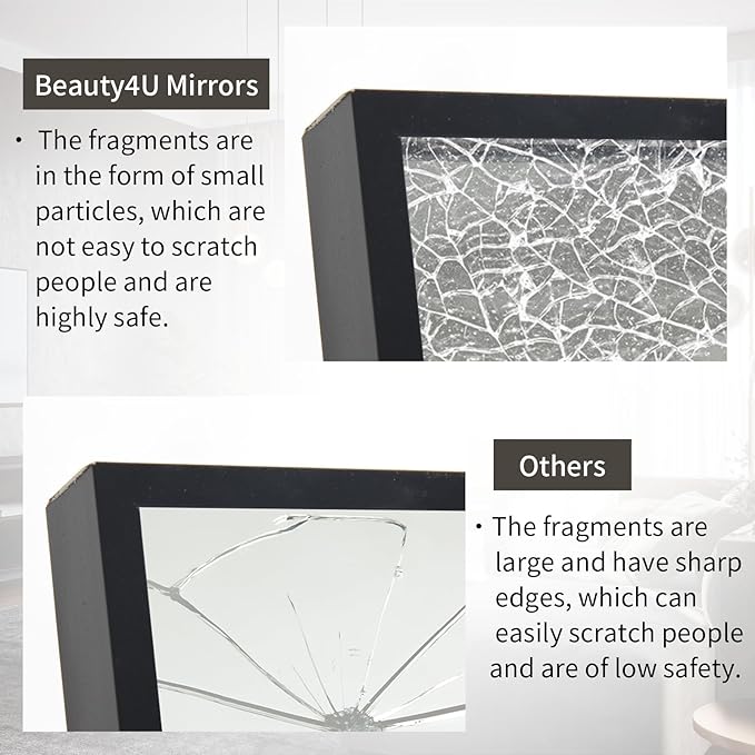 Beauty4U Full Length Mirror 76" x 34", Large Floor Mirror with Stand, Wall Mounted or Leaning, HD Tempered Glass Full Body Mirror for Bedroom, Living Room, Entryway, Black Frame