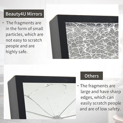 Beauty4U Full Length Mirror 76" x 34", Large Floor Mirror with Stand, Wall Mounted or Leaning, HD Tempered Glass Full Body Mirror for Bedroom, Living Room, Entryway, Black Frame
