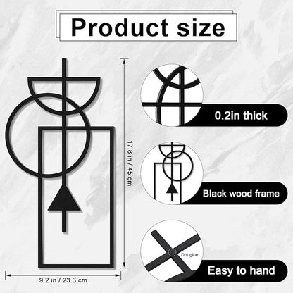 Zzbakress Wall Art, 2 Pcs Wooden Geometric Modern Abstract Wall Decor, 17.8 x 9.3 in, Living Room, Style1