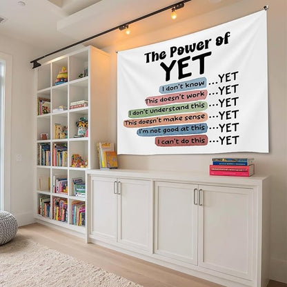 Soft Flannel Wall Tapestry – The Power of Yet Inspirational Tapestry,Cute Wall Hanging Decor for Bedroom Living Room Kids Room Decor,Birthday Party Wall Art Decoration 59x51 inch(Colorful-The power)