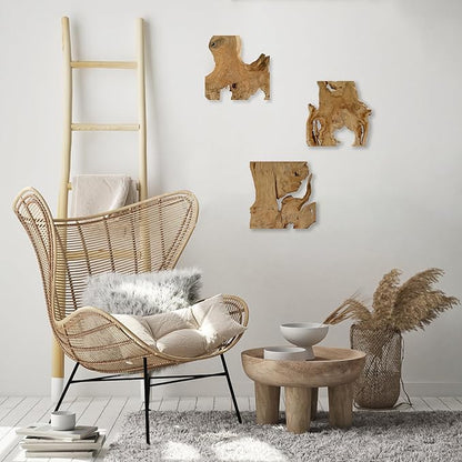 Natural Wood Wall Art - Handcrafted Rustic Decor, Frameless Design for Living Room, Bedroom, Kitchen, or Office - Unique Organic Charm for Your Home