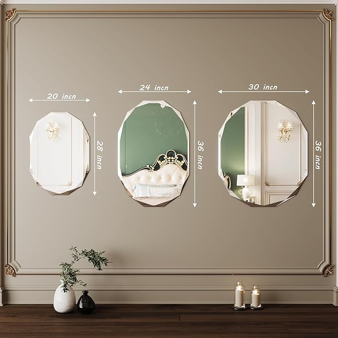 AUYHM Bathroom Mirrors for Over Sink,Oval Mirrors for Bathroom,Frameless Mirror,30x36 Decorative Mirror,Espejo para baño