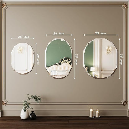 AUYHM Bathroom Mirrors for Over Sink,Oval Mirrors for Bathroom,Frameless Mirror,30x36 Decorative Mirror,Espejo para baño