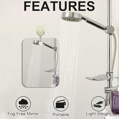 JUNEBRUSHS 2 Pack Medium Mirror for Shaving (6 × 8 inch) Fogless Shatterproof Mirror for Wall Hanging Bathroom Handheld Makeup Mirror for Men Portable Travel Camping Mirrors