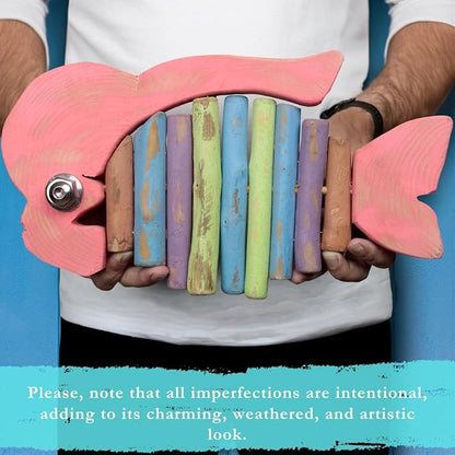 Driftwood Fish Nautical Wall Decor - Handmade Wooden Rustic Coastal Wall Art for Living Room, Bedroom, Office, Bathroom - Ocean Beach Decoration (Bumpson)