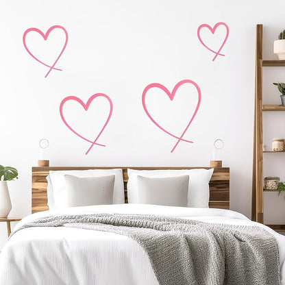 KOYILTD 4 Pcs Metal Heart Wall Art for Bedroom Modern Love Heart Wall Decor Metal Wall Decoration above Bed for Living Room Bathroom Office Wedding (Pink, Classic)