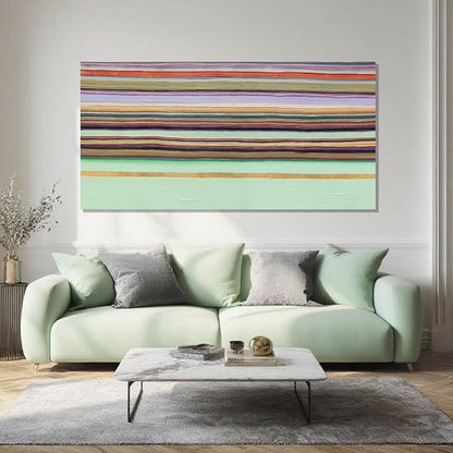 ZENPEE Green Minimalist Canvas Wall Art, Aesthetic Home Decor for Hallway, Dining Room, Bedroom, or Office | 20" x 40"