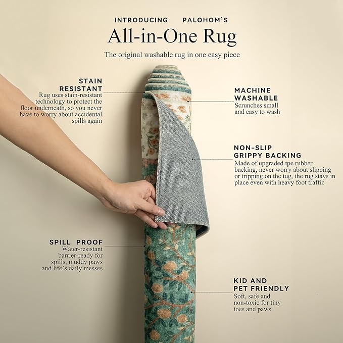 Machine Washable Rugs for Living Room: 5x7 Bedroom Rug Vintage Rug Stain Resistant Non Slip Low Pile Lightweight Soft Indoor Carpets for Living Room Dining Room Kitchen Nursery Kids Room Farmhouse