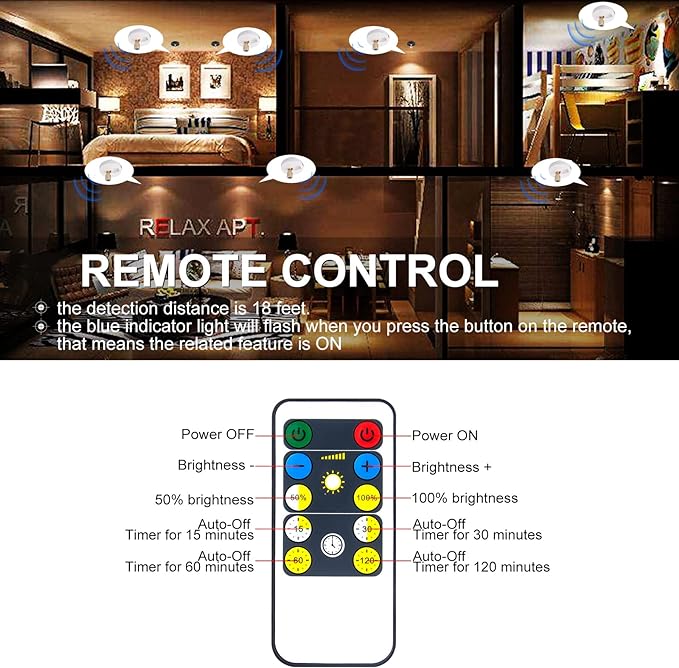 HAMVIDNE LED Spotlight, Battery Powered Picture Lights, Uplighting Indoor, Puck Lights with Remote, Stick Spot Light for Wall Display Picture Dartboard Painting Artwork Accent-2pcs