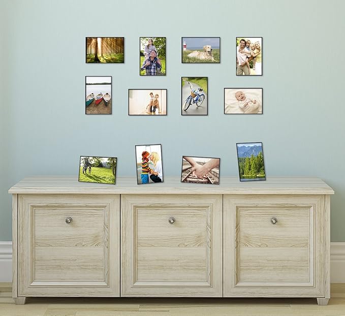 MCS Format 5x7 Picture Frame Black, Gallery Wall Vertical & Horizontal Wall Hanging Small Picture Frame or Tabletop Easel for Photos & Art Prints (12-Pack)