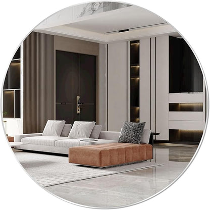 16'' Round Wall Mirror Circle Self Adhesive HD Large Glass Circle Mirror Tile for Wall, Bathroom, Bedroom, Living Room, Door etc
