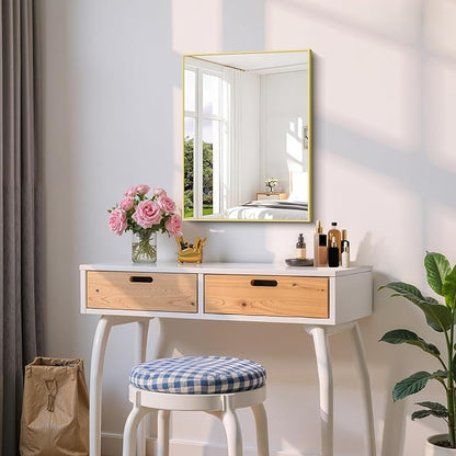 COFENY Gold Bathroom Mirror for Wall, 18x24 Inch Rectangle Mirror with Metal Frame, Modern Vanity Mirrors for Bathroom Living Room, Entryway Hangs Horizontal or Vertical