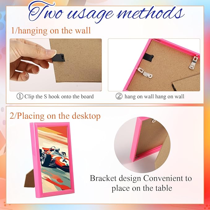 Suzile 8 Pc Picture Frames - Solid Colored Photo Frame Gallery Wall Set, Multiple Sizes (Pink)