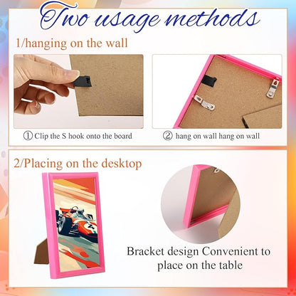 Suzile 8 Pc Picture Frames - Solid Colored Photo Frame Gallery Wall Set, Multiple Sizes (Pink)