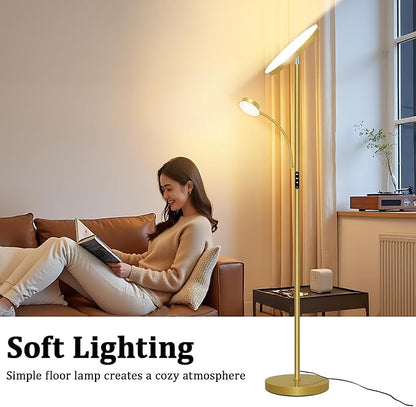 Floor Lamp-42W/4200LM Super Bright Floor Lamp,Dimmable 2-in-1 LED Floor Lamp for Bedroom,Torchiere Floor Lamps with Remote & Touch Control,69" Tall Standing Lamp for Living Room,Office,Reading,Gold