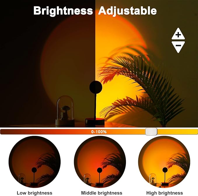 JIMEI Sunset Lamp Projector - Led Lights for Bedroom, RGB Sunrise Lamp, 10w, 360 Rotation, Mood Lighting, Home/Room Decor, Gifts for Women, Desktop APP Control
