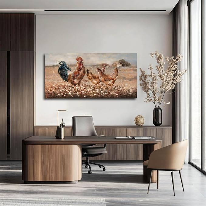 LEVERUP Animal Pictures Wall Decor Nature Pictures Wall Artwork Tan Wall Decor for Dining Room Bedroom Office Home Wall Decoratios 24×48 Inch