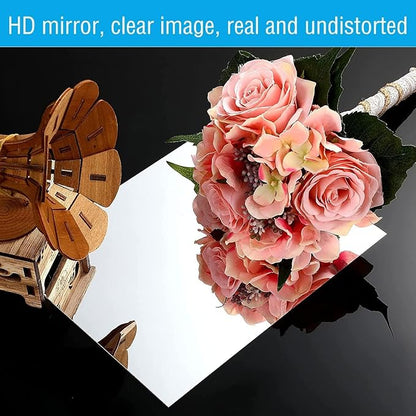 16"x12" Acrylic Mirror Sheet, Flexible Non Glass Body Mirror Tiles Large Self Adhesive Mirror Stickers for Bathroom Bedroom Home Wall Decor (1pc)