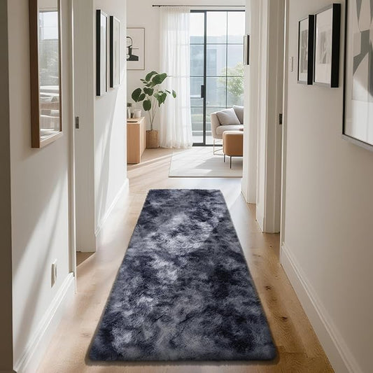 Soft Runner Rugs for Bedroom, Mottling Dark Grey 2x8 Runners for Hallways Fluffy Rug Carpet, Bedside Rug for Living Room Bedroom Kids Room Home Decor