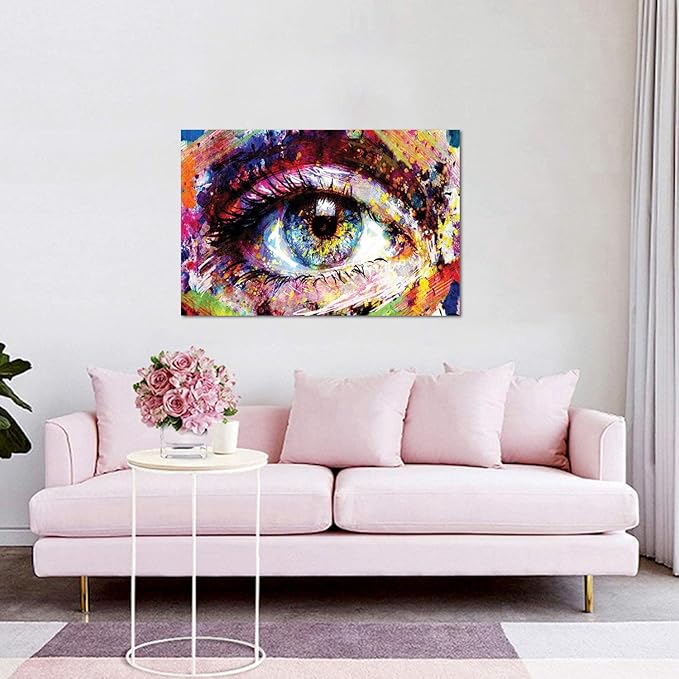 Yatsen Bridge Colorful Eye Graffiti Wall Art Street Artwork Eye Graffiti Painting Pictures HD Print Home Decoration for Living Room Bathroom Wall Decor Gallery Wrapped Ready to Hang - 24x36 inch