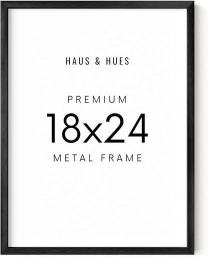 HAUS AND HUES 18x24 Black Picture Frame - Aluminum, Shatterproof Plexiglass, Vertical & Horizontal Hanging - Ideal for Home, Room, Office Decor (18x24 in)