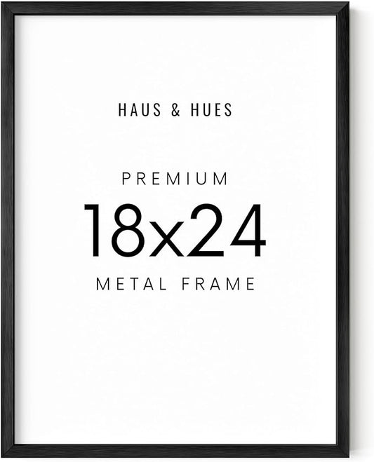 HAUS AND HUES 18x24 Black Picture Frame - Aluminum, Shatterproof Plexiglass, Vertical & Horizontal Hanging - Ideal for Home, Room, Office Decor (18x24 in)
