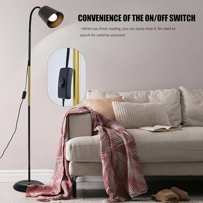 Short Floor Lamp, Reading Lamps Floor Standing with Adjustable Bendable, 2 in 1 Reading Table Lamps for Living Room Bedroom Office, 12W Bulb Included (Black)