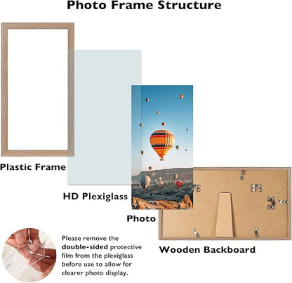 JCJMY 6x12 Rustic Brown Picture Frame Set of 6, Horizontal and Vertical Formats for Wall Hanging, 6 x 12 Wall Gallery Poster Photo Frames with Shatter Resistant Plexiglass, 6 Pack, Rustic Brown