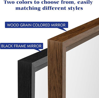 JISOSO Rectangle Bathroom Mirror 30x36 Inch, Walnut Wood Grain Framed, Anti-Rust & 4mm Tempered Glass, Horizontal/Vertical Hanging Vanity Mirror for Bathroom & Bedroom
