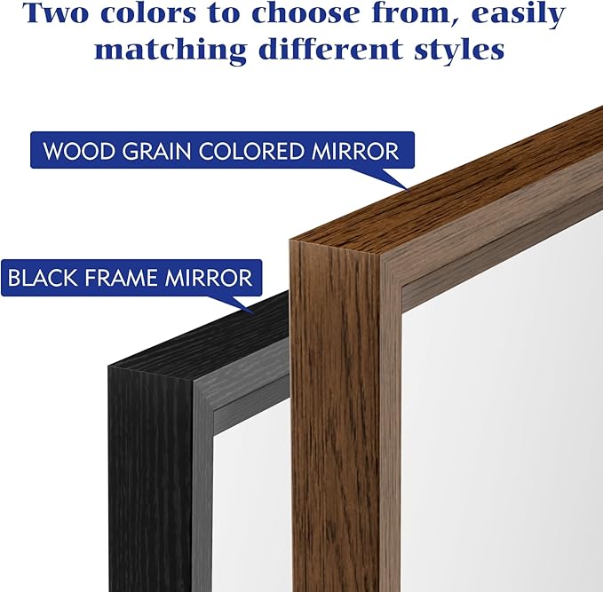 JISOSO Bathroom Vanity Mirror 48x36 Inch, Matte Black Rectangle Bathroom Mirror, Anti-Rust, 4MM Tempered Glass, Wall-Mounted Mirror, Hangs Horizontally or Vertically for Bathroom & Bedroom