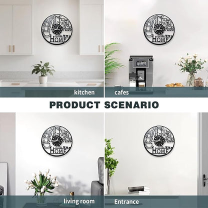 KingLive 12 Inch Kitchen Clocks Vinyl Record Clock, Creative Kitchen Home Decor, Coffee Wall Decor Theme for Restaurant Café, Gift for Women Wives(Black Coffee Cup)