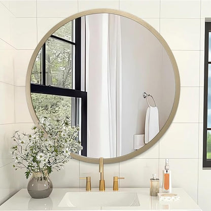 AOAOPQ Mirror Wall for Bathroom Metal Brushed Frame Tempered Glass Wall Mounted Home Small Mirrors Living Room Entryway Bedroom Bronze