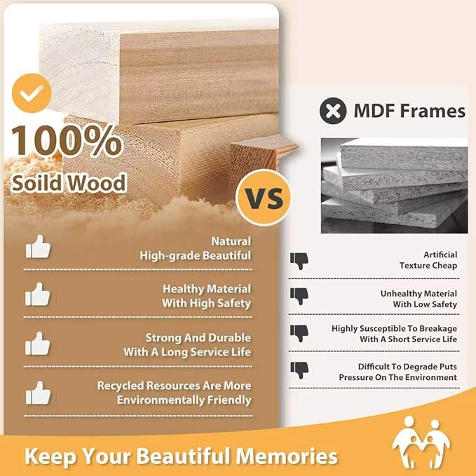 Egofine 8x8 Picture Frame Made of Solid Wood with Plexiglass, Display Pictures 4x4/6x6 with Mat or 8x8 Without Mat Set of 4 for Tabletop and Wall Mounting, Driftwood Black